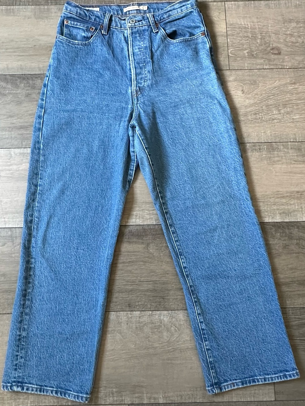 Levi's Ribcage Straight Ankle Jeans 29 High Rise Button Fly Medium Vintage Wash